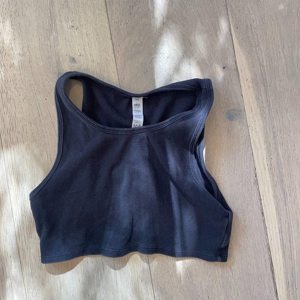 Alo Black Cropped Tank Top
